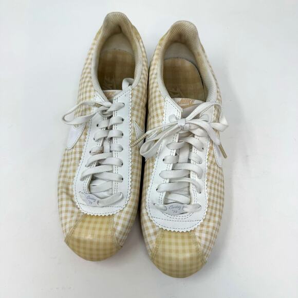 Nike Cortez QS Tan Gingham Sneakers Shoes Womens 10 Check Normcore Preppy Retro - Picture 2 of 9